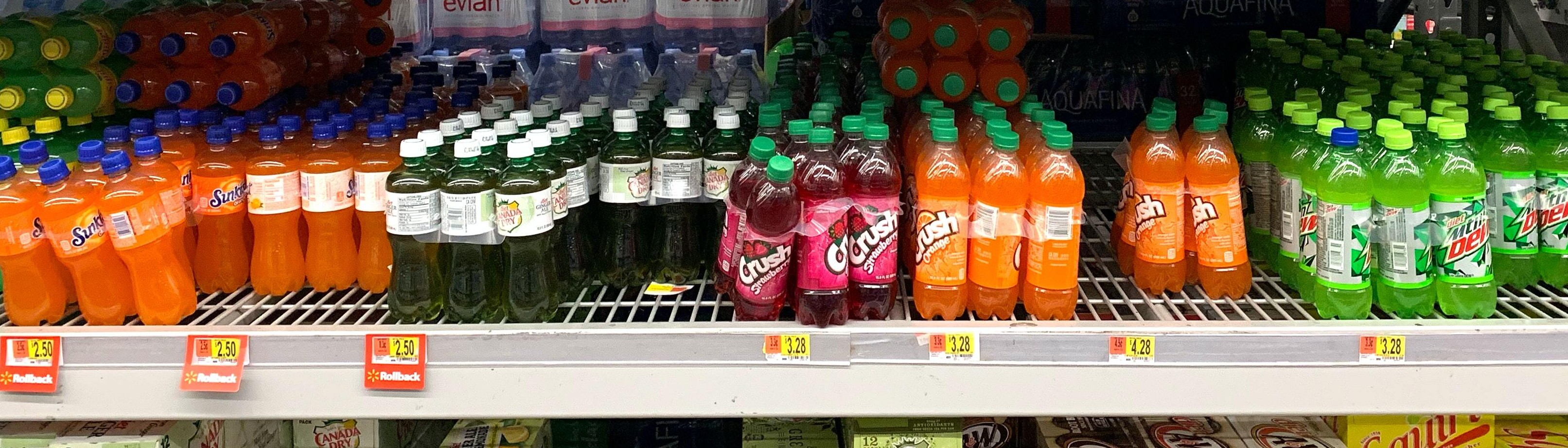 plastic beverage bottles on store shelf